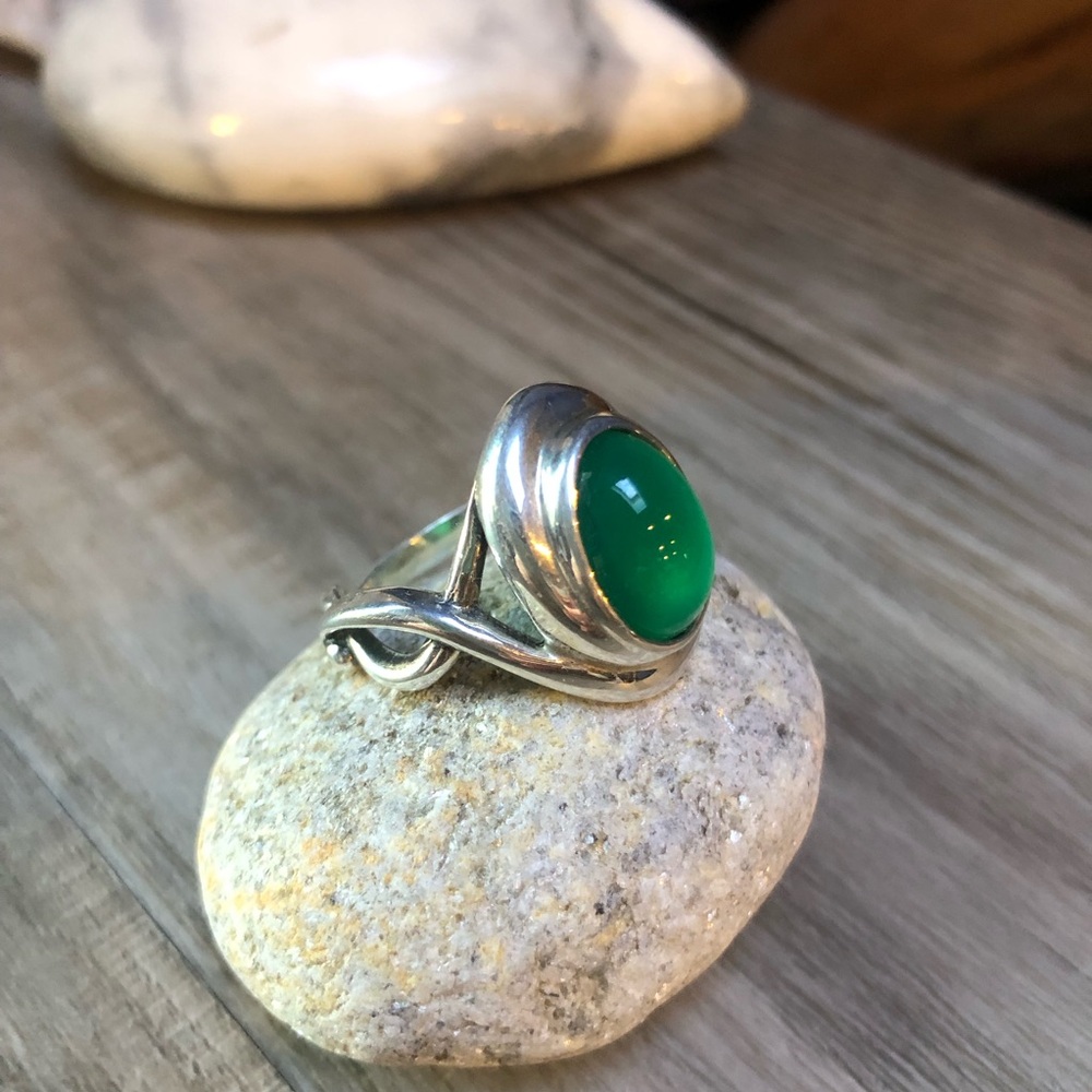 Carolyn Pollack Paradise Green Chalcedony Sterling Ring 10 - Picture 3 of 12